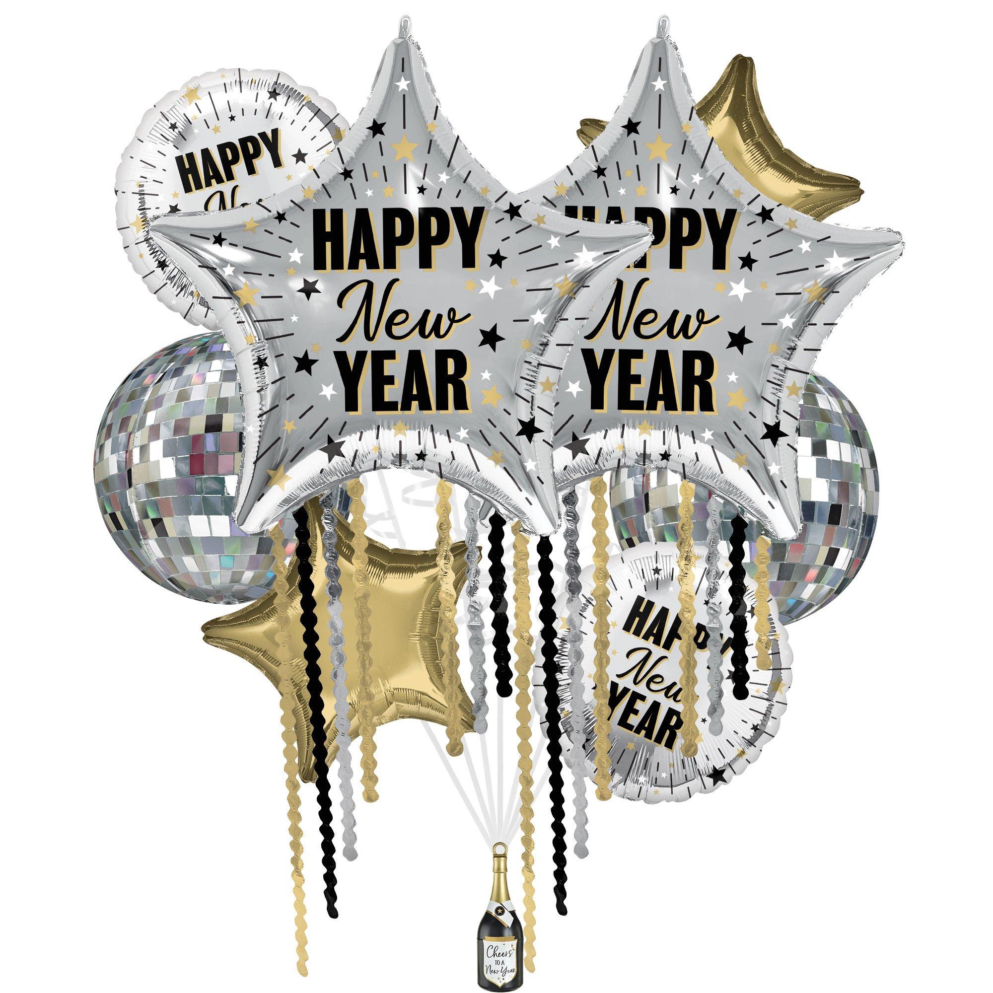 Elegant New Year Celebration Foil Balloon Bouquet